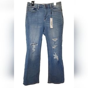 NWT VIGOSS Crosby Straight Leg High Rise Denim Distressed Jeans Size 30 / 10